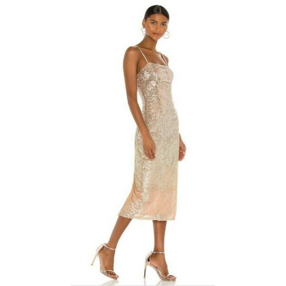 Rêve Riche Maida Midi Dress in Champagne Degrade Size 36 XS 2-4 US $1095 - Picture 2 of 9